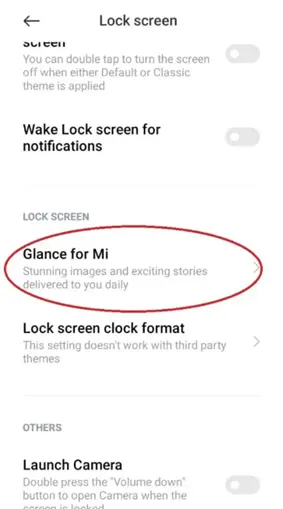 Step 2 of how to enable Glance smart lock screen