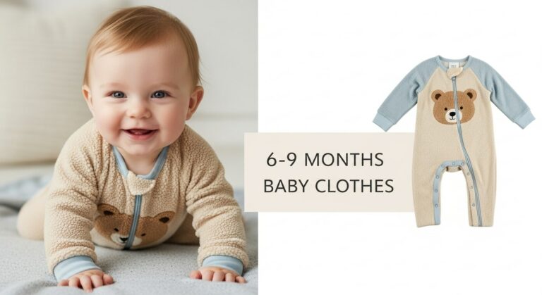 6–9 month-old baby wearing The Spark Shop bear-print jumpsuit, smiling on a soft blanket, 6–9 months baby clothes at Rs 149